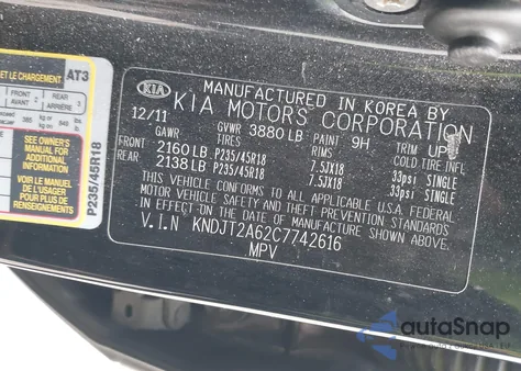 2012 Kia Soul ! from USA, damaged, VIN KNDJT2A62C7742616